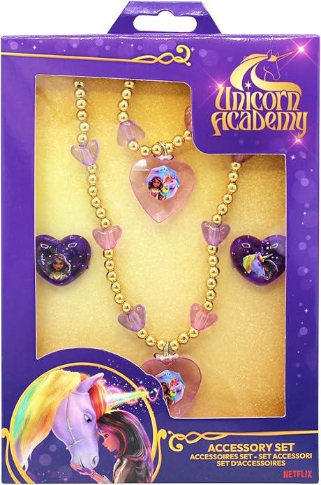 Set BRACCIALETTO COLLANA E 2 Anelli accessori Unicorn Academy
