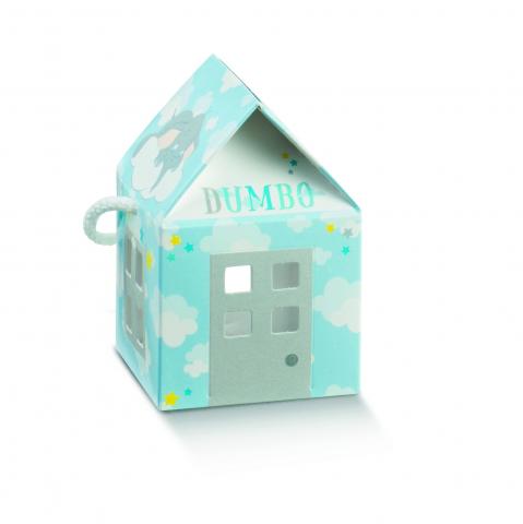 BOMBONIERA ASTUCCIO Scatolina Casetta porta Confetti DISNEY - DUMBO celeste