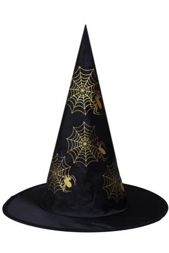 Cappello Strega Fantasia Ragnatela Oro Accessorio Di Carnevale