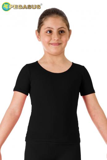 Maglietta Danza Classica E Moderna Lycra Mezza Manica Nera Bambina