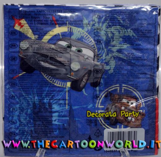 ADDOBBI Compleanno Festa TOVAGLIOLI DISNEY CARS 20 tovaglioli da 2 veli 33x33cm
