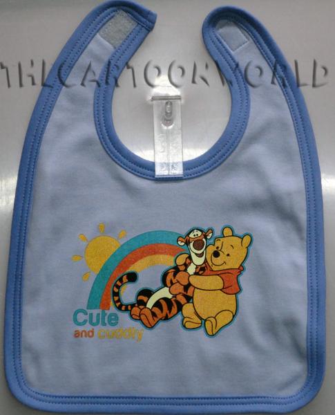Bavaglio Bavetta Grande ORIGINALE Disney - WINNIE THE POOH e TIGRO - celeste