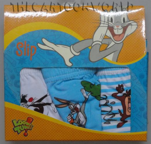 TRIS SLIP Mutandine DISNEY - Looney Tunes - Taz Bugs Bunny Gatto Silvestro 8/10 Anni