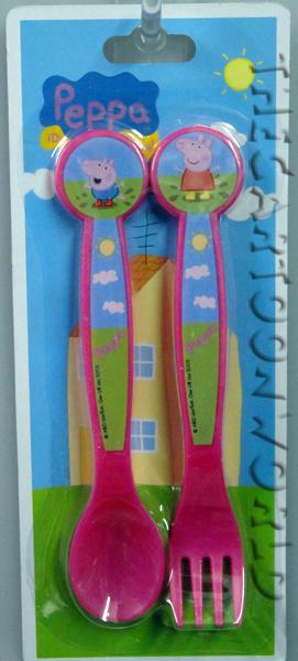 SET PAPPA Posate in Plastica - Cucchiaino e Forchetta DISNEY - PEPPA PIG
