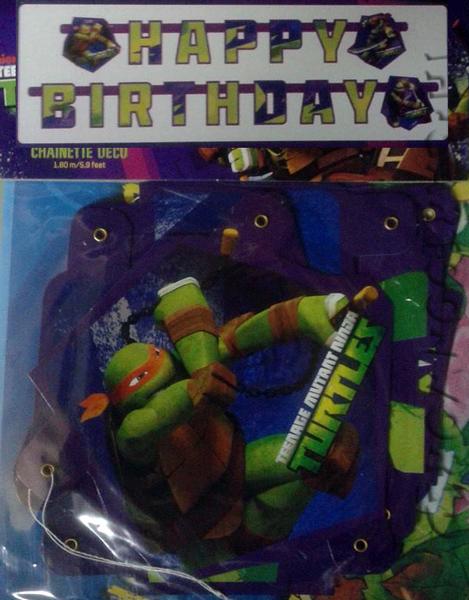 ADDOBBI Compleanno Festa FESTONE in Cartoncino DISNEY TARTARUGHE NINJA