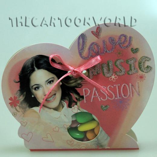 BOMBONIERA ASTUCCIO Cuore porta confetti con INVITO Disney VIOLETTA
