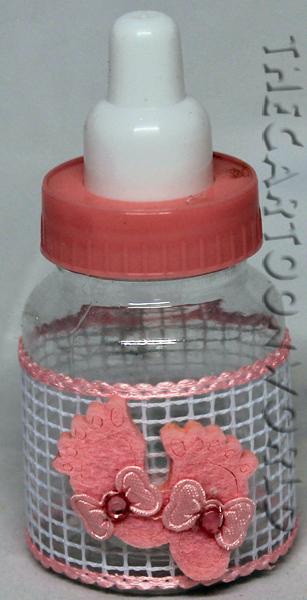 BOMBONIERA ASTUCCIO Scatolina porta confetti Disney Biberon Piedini rosa celeste