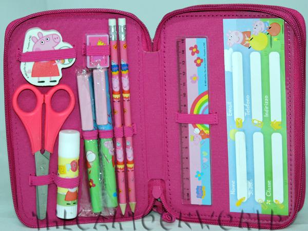 ASTUCCIO SCUOLA 46 pezzi - 3 CERNIERE DISNEY PEPPA PIG