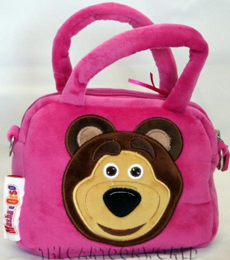 FANTASTICA BORSETTA in PELUCHE a bauletto e con Tracolla DISNEY MASHA e ORSO b