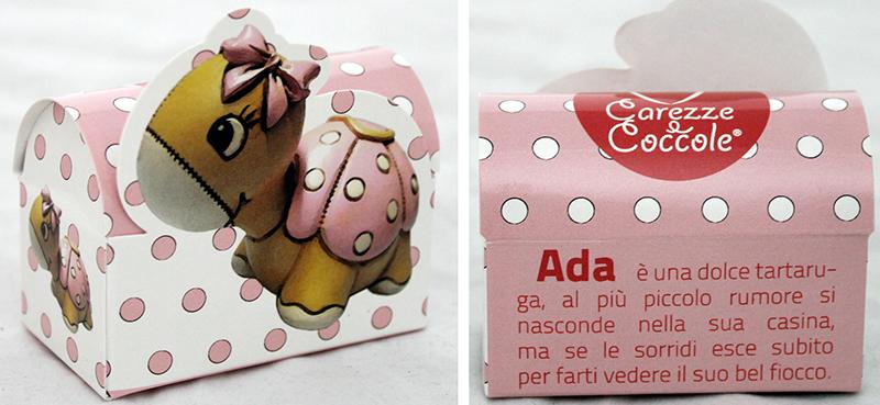 BOMBONIERA ASTUCCIO SCATOLINA porta confetti Animaletti COCCOLE e CAREZZE Rosa