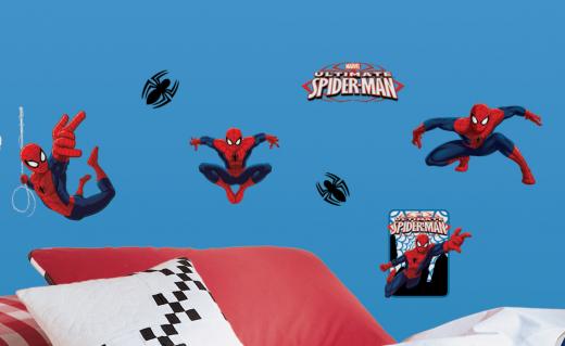 Decorazione Murale ADESIVA in PVC Disney MARVEL SPIDERMAN, 22 elementi