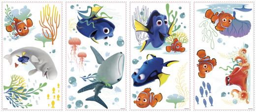 Decorazione Murale ADESIVA in PVC Disney DORY e NEMO, 19 elementi