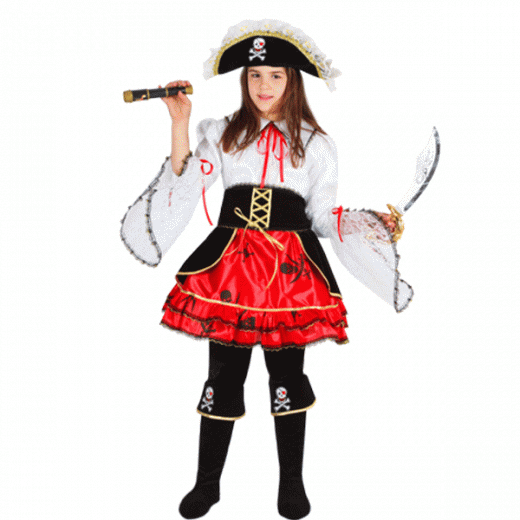 VESTIDO de TRAJE de Máscara de CARNAVAL chica - EL PIRATA DEL CARIBE