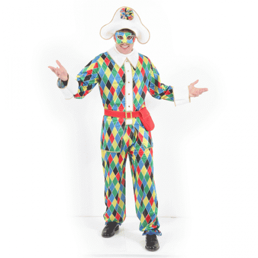 VESTITO COSTUME Maschera di CARNEVALE adulti - ARLECCHINO