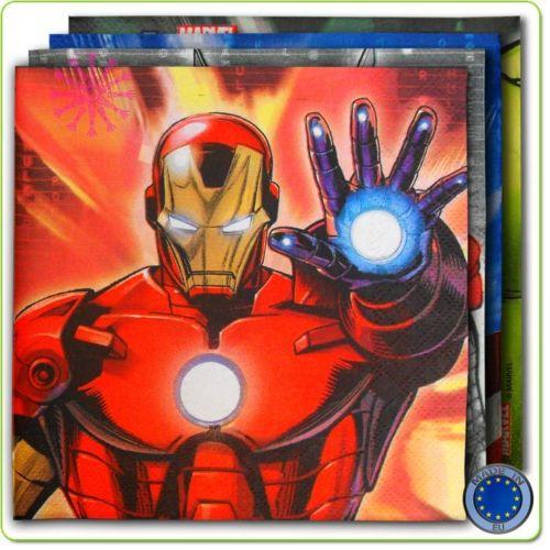 ADDOBBI Compleanno Festa TOVAGLIOLI MARVEL AVENGERS 20 tovaglioli da  33x33cm