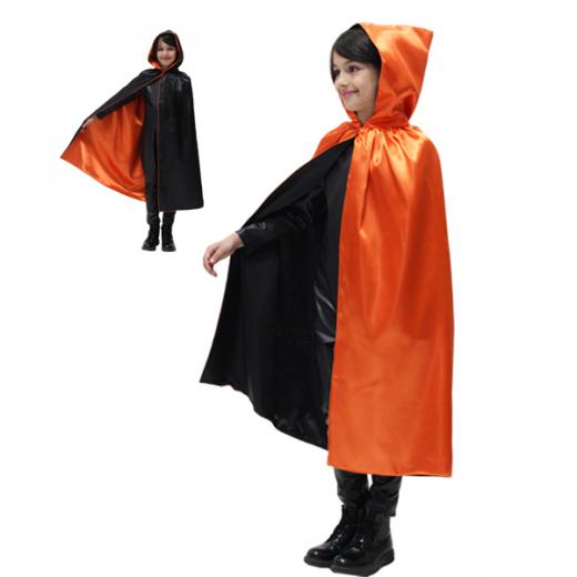 MANTELLO con CAPPUCCIO HALLOWEEN bambino bambina - Nero e Arancione