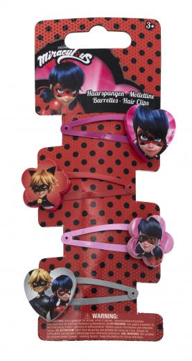 FERMACAPELLI FERMATRECCINE a CLIP 4 pezzi MIRACULOUS LADYBUG