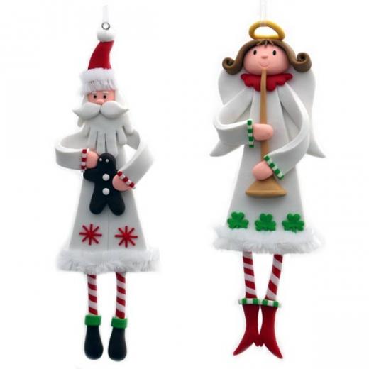 Decorazione Natalizia per Albero di natale - in FIMO - Babbo Natale e Angelo