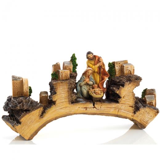 ADDOBBI NATALIZI - PRESEPE - SACRA FAMIGLIA su Ponte corteccia