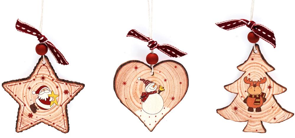Decorazione per Albero di NATALE - in LEGNO - CUORE STELLA ALBERO