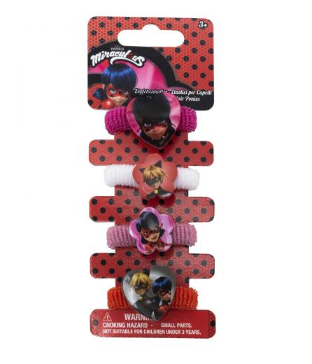 FERMACAPELLI FERMATRECCINE ELASTICI 4 pezzi MIRACULOUS LADYBUG