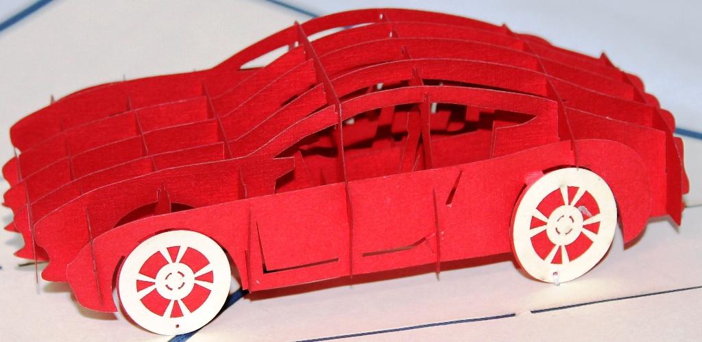 BIGLIETTO AUGURI - ORIGAMI - AUTOMOBILE AUTO