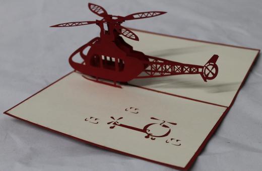 BIGLIETTO AUGURI - ORIGAMI - ELICOTTERO
