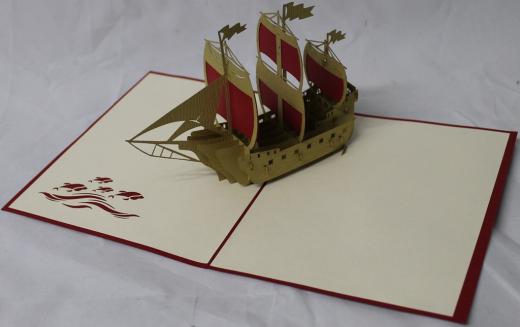 BIGLIETTO AUGURI - ORIGAMI - VELIERO