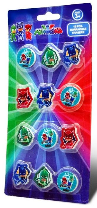 SET CANCELLERIA GOMME 12 pezzi - PJ MASKS - SUPER PIGIAMINI