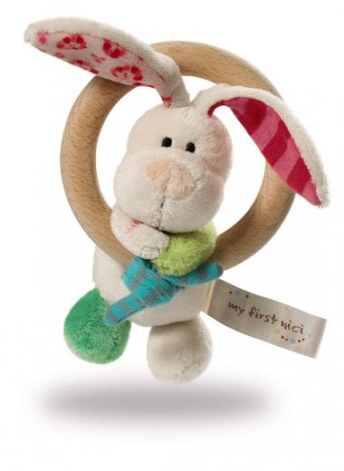 PELUCHE Mi Primer NICI - anillo de madera de peluche de CONEJITO y tink