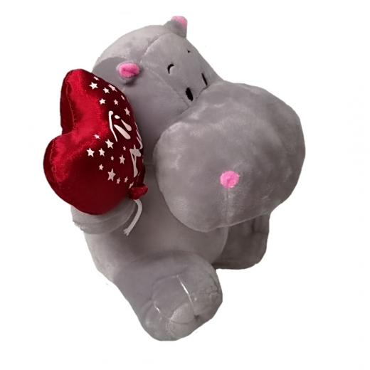 PELUCHE HIPPO-VALENTIN AVEC CŒUR ET de l'ÉCRIT "je t'AIME" 20 cm