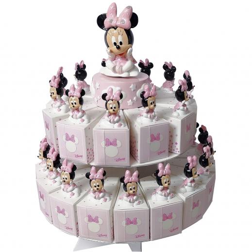 BOMBONIERA TORTA con 29 Scatoline Portaconfetti piu' Statuine e Carillon DISNEY MINNIE