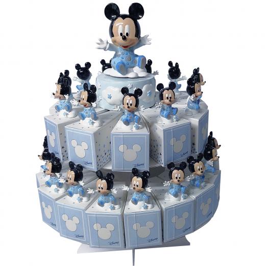 BOMBONIERA TORTA con 29 Scatoline Portaconfetti piu' Statuine e Carillon DISNEY TOPOLINO