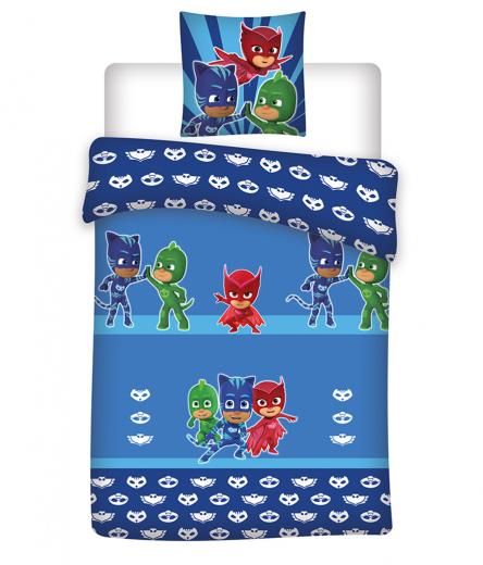 Housse de couette Lit Super Pyjama PJ MASQUES - 140 x 200 cm et taie d'oreiller 63 x 63 cm