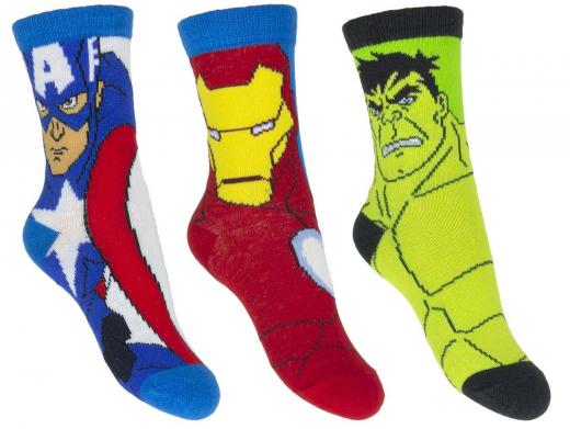 3 PAIA di CALZINI Calze Bambino AVENGERS Capitan America Iron Man nr 23 al 34 a