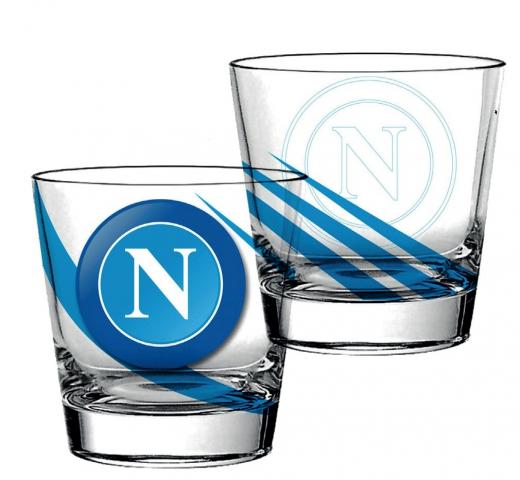 SET 4 BICCHIERINI in vetro da Collezione - SSC NAPOLI - Ufficiale ed Originale