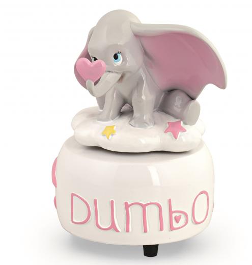 BOMBONIERA TORTA con 18 Scatoline Portaconfetti con Statuine segnaposto e Carillon DISNEY DUMBO rosa