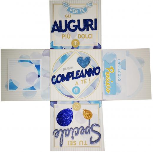 Skatush Explosion Box - Scatola Auguri / Regalo con Coperchio - BUON COMPLEANNO BIMBO