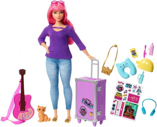 Barbie Daisy Bambola Curvy Chitarra Valigia Apribile Adesivi 9 Accessori FWV26