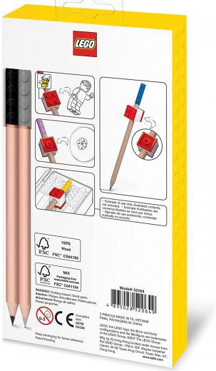LEGO - Set di cancelleria da 12 Matite Colorate con Toppers New Brick