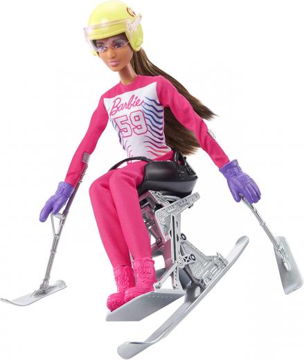 Barbie - Sport Invernali Sciatrice Paralimpica, Bambola Mora Alta 30,4 cm