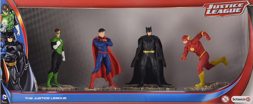 Scatola 4 Statuette Justice League Batman - Superman - Lanterna verde - Flash