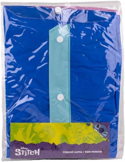 MANTELLA IMPERMEABILE PONCHO PIOGGIA DISNEY STITCH - 3/4 ANNI e 5/6 ANNI