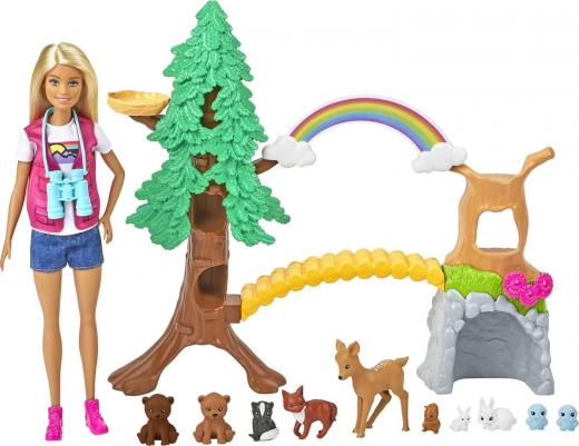 Barbie Playset Cacciaboschi, con Bambola Bionda, Cuccioli e Accessori, GTN60