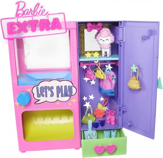 Barbie - Extra Moda a Sorpresa Playset con 20 Accessori, tra cui un Barboncino, un Guardaroba e Pulsante per Prendere gli Access