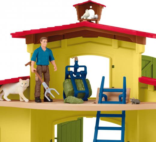 schleich 42605 Grande stalla con animali e accessori, da 3 anni, FARM WORLD - Playset, 64 pezzi