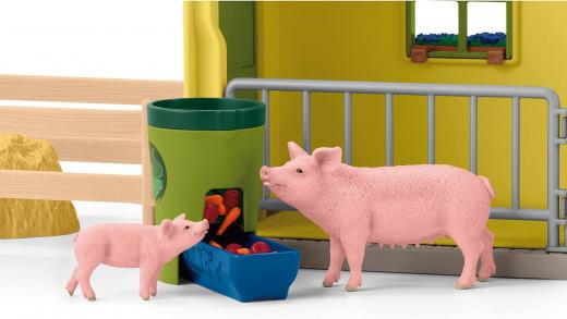 schleich 42605 Grande stalla con animali e accessori, da 3 anni, FARM WORLD - Playset, 64 pezzi