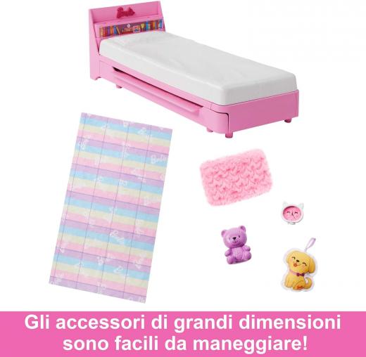 Barbie - La Mia Prima Barbie, PlaysetCameretta a Tema Arcobaleni e Unicorni con Letto a Scomparsa e Accessori