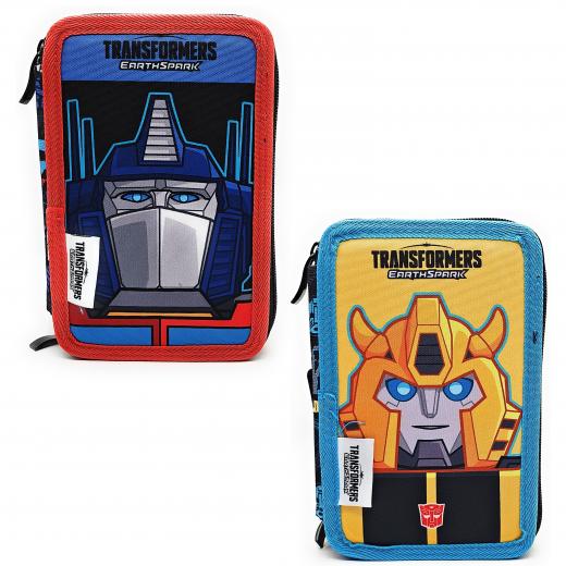 Astuccio Scuola TRANSFORMERS, 3 zip, completo di 44 pezzi