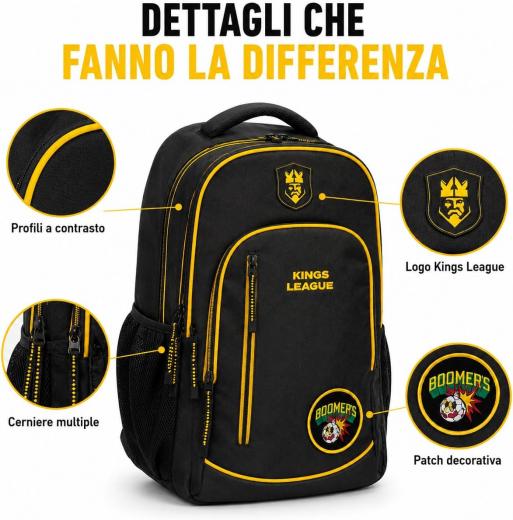 Zaino Kings League Nero con Patch Intercambiabili